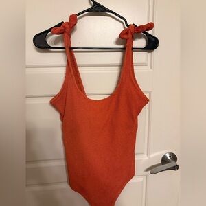 Orange ONE PIECE Swimsuit - Adjustable Tie Straps
